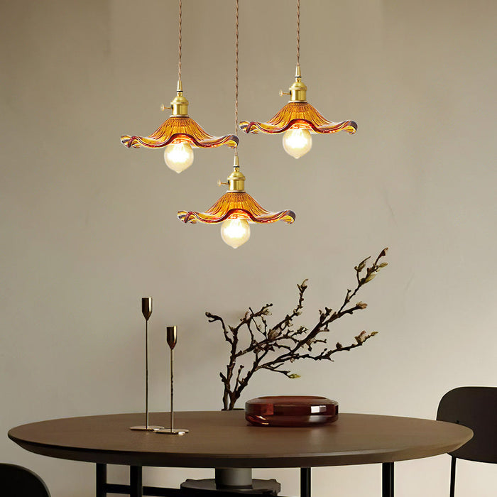 Stylish Hibiscus Flower Glass Pendant Light