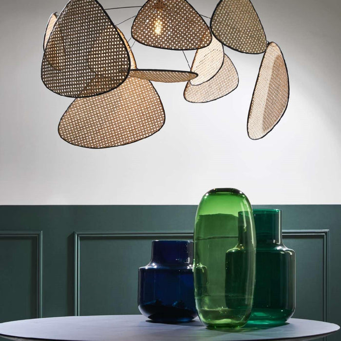 Screen Cannage Suspension Rattan Petal Pendant Lamp