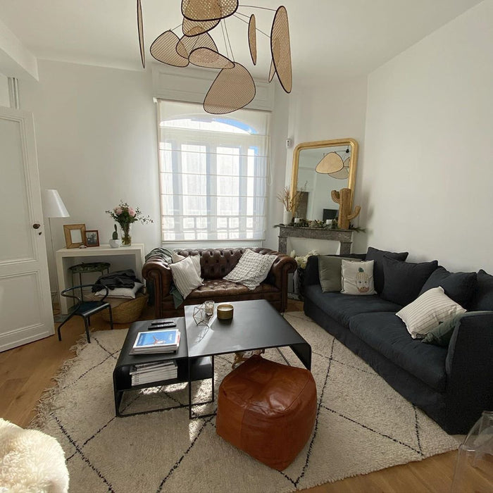 Screen Cannage Suspension Rattan Petal Pendant Lamp