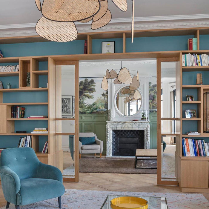 Screen Cannage Suspension Rattan Petal Pendant Lamp