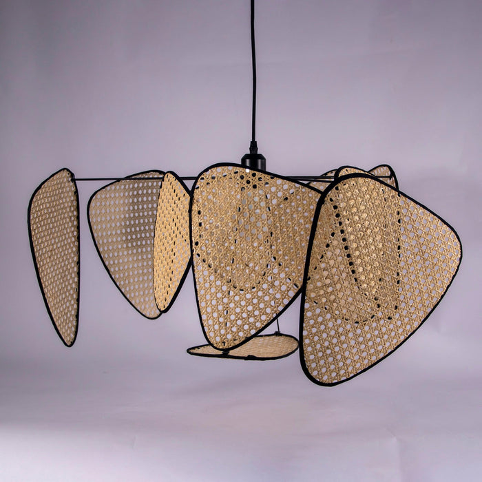 Screen Cannage Suspension Rattan Petal Pendant Lamp