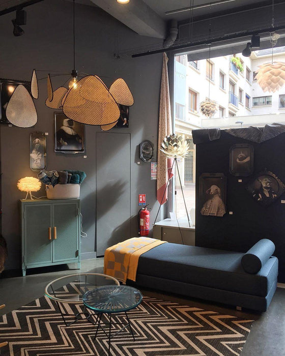 Screen Cannage Suspension Rattan Petal Pendant Lamp