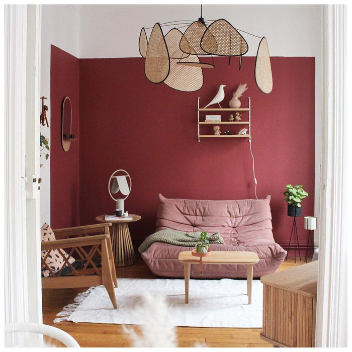 Screen Cannage Suspension Rattan Petal Pendant Lamp