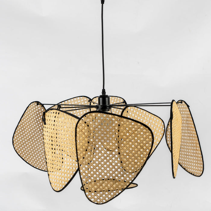 Screen Cannage Suspension Rattan Petal Pendant Lamp