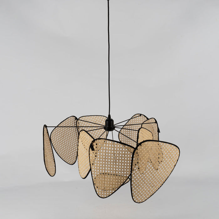 Screen Cannage Suspension Rattan Petal Pendant Lamp