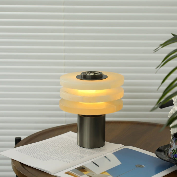 Tiered Obelisk Alabaster Table Lamp Vakkerlight