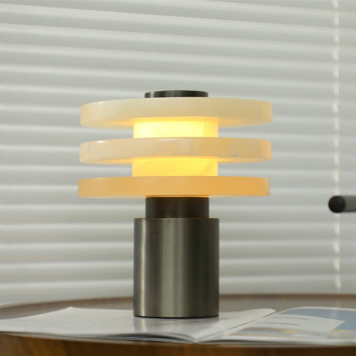 Tiered Obelisk Alabaster Table Lamp Vakkerlight
