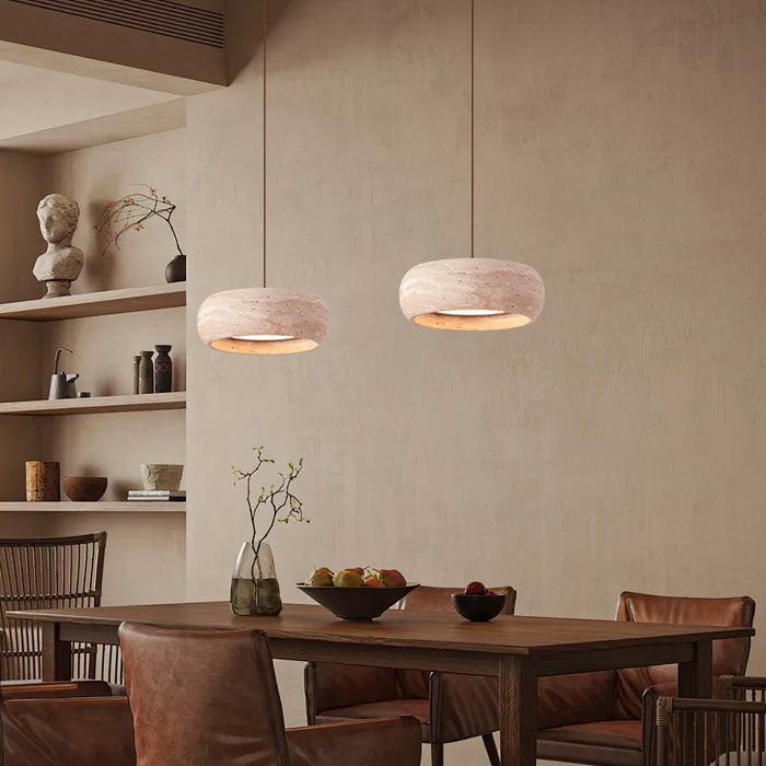 Travertine Drum Pendant Lamp