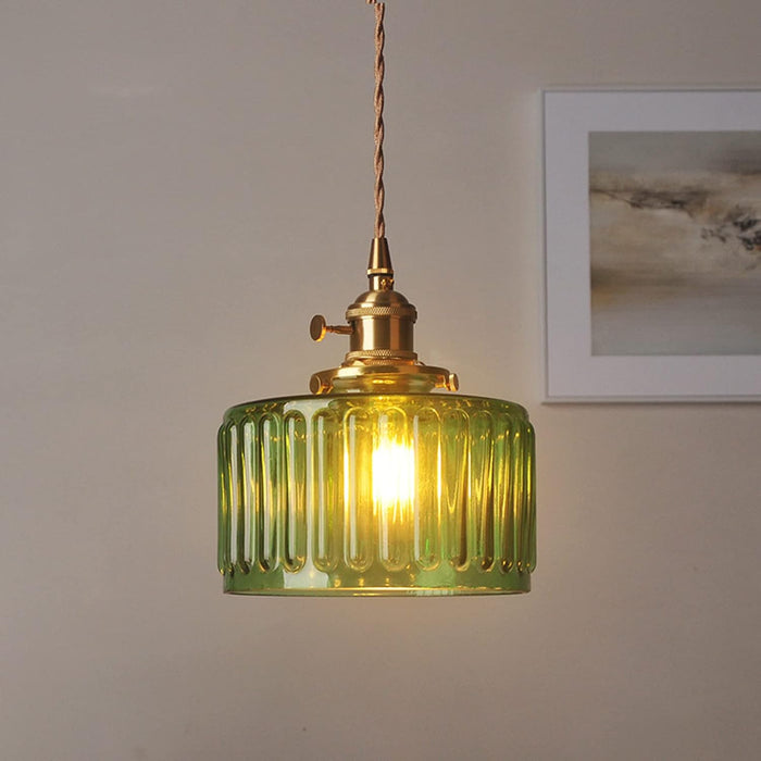 Vintage Stunning Cylinder Glass Pendant Light