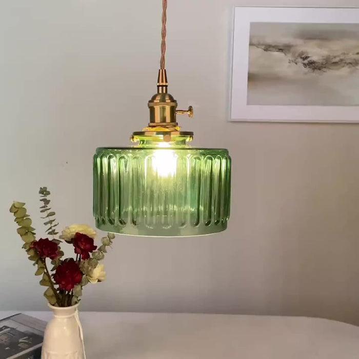 Vintage Stunning Cylinder Glass Pendant Light