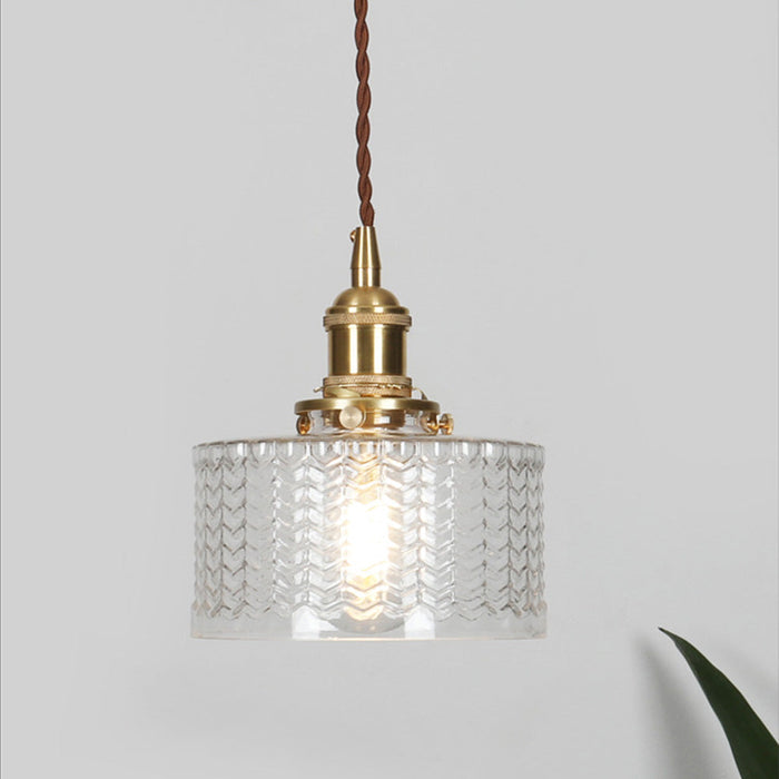 Vintage Stunning Cylinder Glass Pendant Light