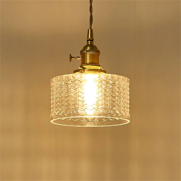 Vintage Stunning Cylinder Glass Pendant Light