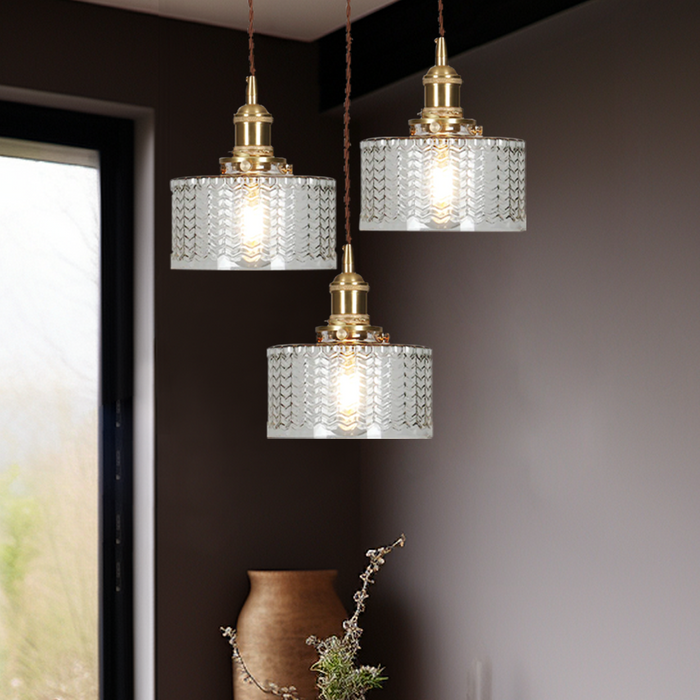 Vintage Stunning Cylinder Glass Pendant Light