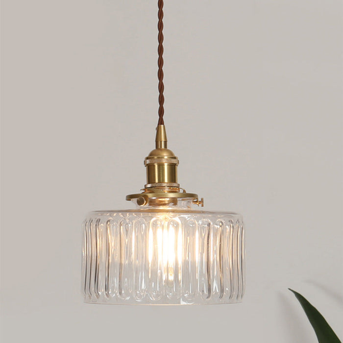 Vintage Stunning Cylinder Glass Pendant Light