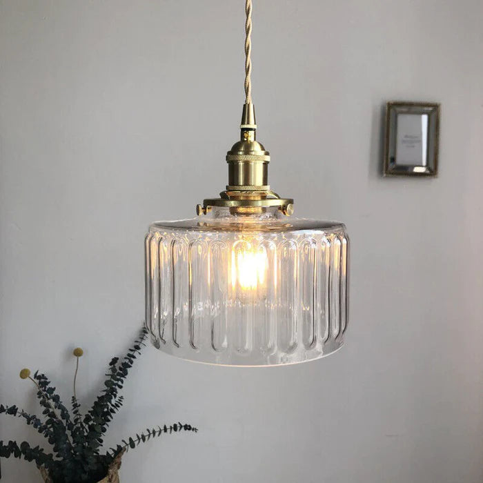 Vintage Stunning Cylinder Glass Pendant Light