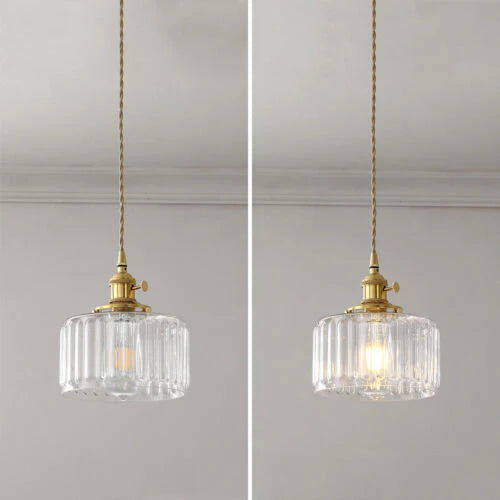 Vintage Stunning Cylinder Glass Pendant Light