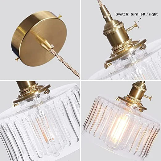 Vintage Stunning Cylinder Glass Pendant Light