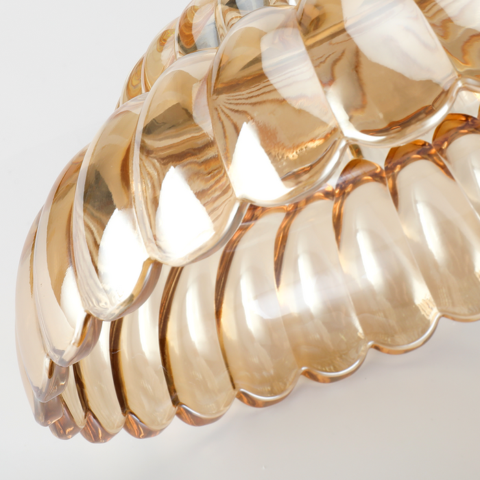 Vintage Amber Glass Semi-Flush Ceiling Light