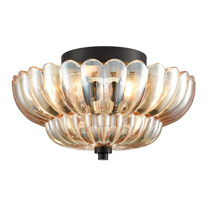 Vintage Amber Glass Semi-Flush Ceiling Light