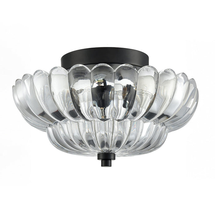Vintage Amber Glass Semi-Flush Ceiling Light
