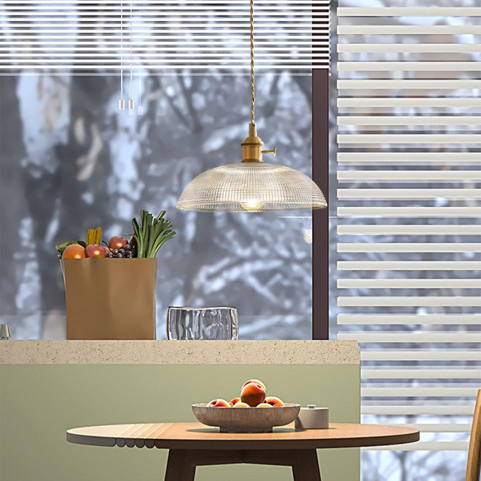 Vintage INS Glass Ribbed Pendant Light