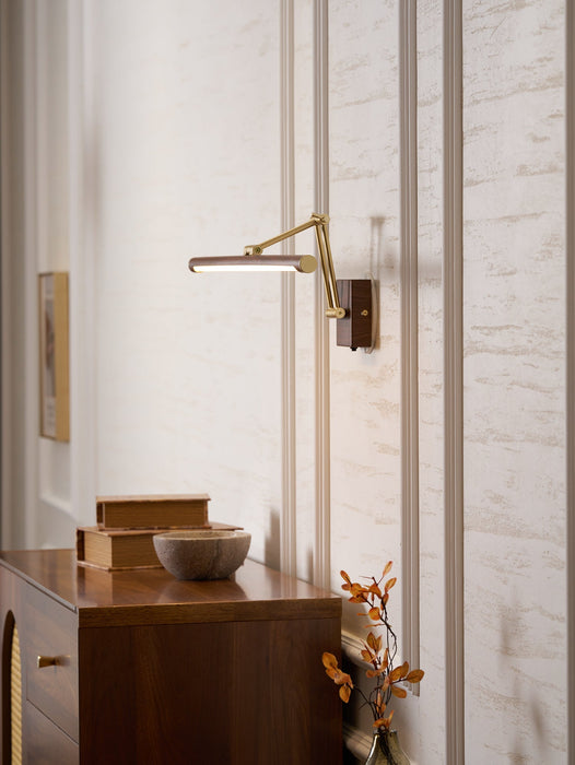 Walnut Color Linear Adjustable Wall Light Vakkerlight