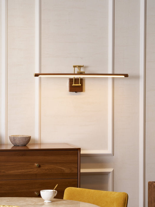 Walnut Color Linear Adjustable Wall Light Vakkerlight