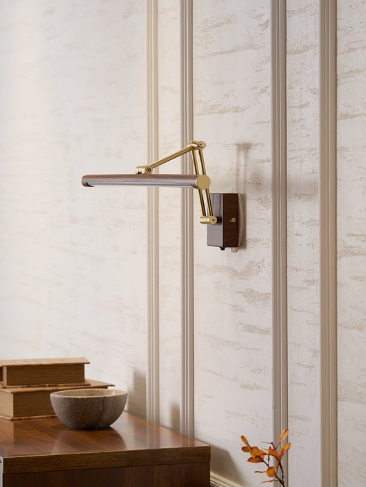 Walnut Color Linear Adjustable Wall Light Vakkerlight