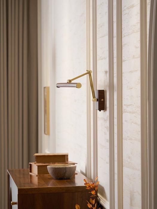 Walnut Color Linear Adjustable Wall Light Vakkerlight