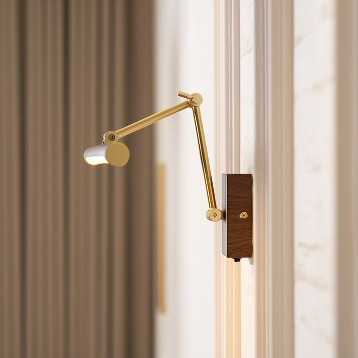 Walnut Color Linear Adjustable Wall Light Vakkerlight