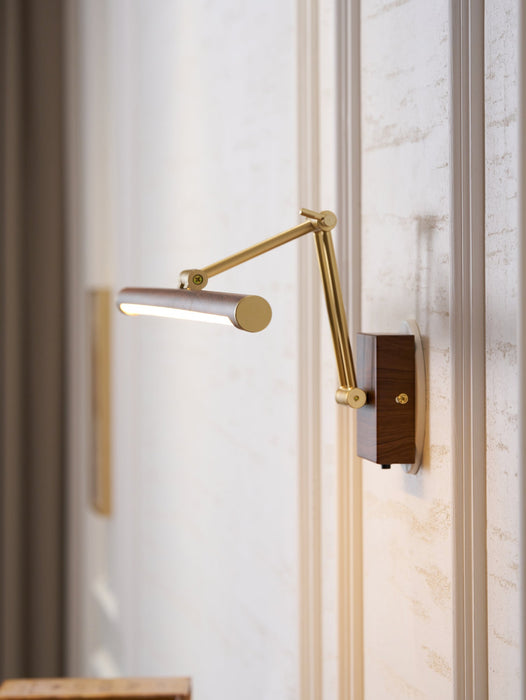 Walnut Color Linear Adjustable Wall Light Vakkerlight