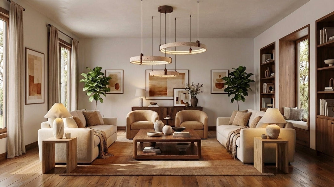 Celestial Orbit Travertine Chandelier Simprolos