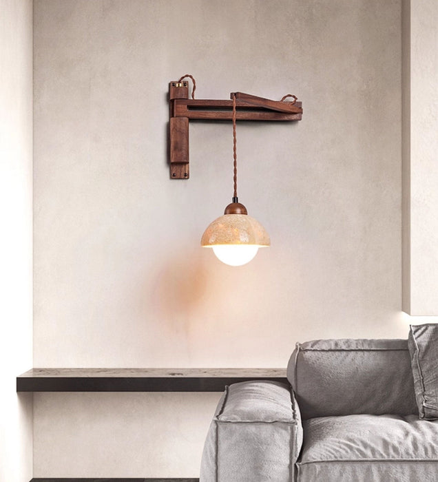 Adjustable Travertine Dome Wall Sconce - Simprolos