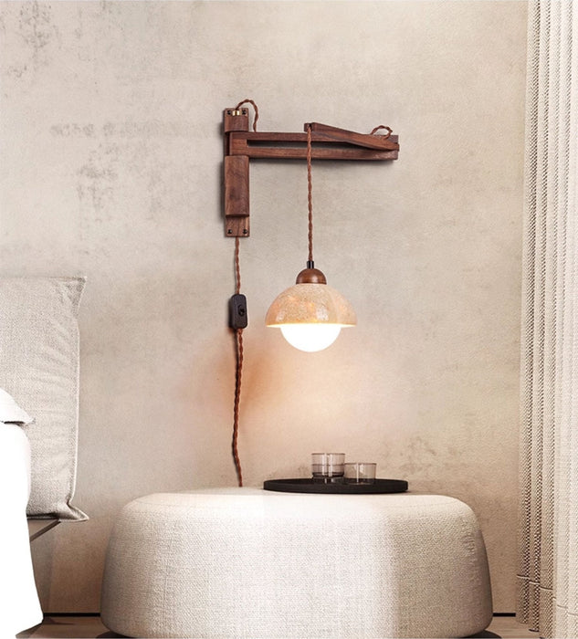 Adjustable Travertine Dome Wall Sconce - Simprolos