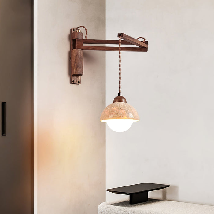 Adjustable Travertine Dome Wall Sconce - Simprolos