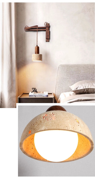 Adjustable Travertine Dome Wall Sconce - Simprolos