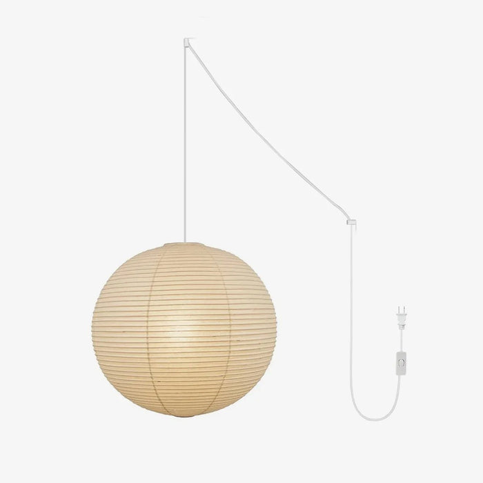 Akari A Round Swag Light (white plug wire) - Simprolos