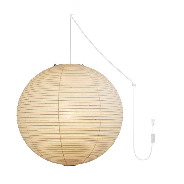 Akari A Round Swag Light (white plug wire) - Simprolos