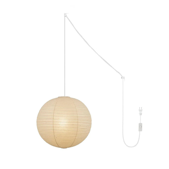 Akari A Round Swag Light (white plug wire) - Simprolos