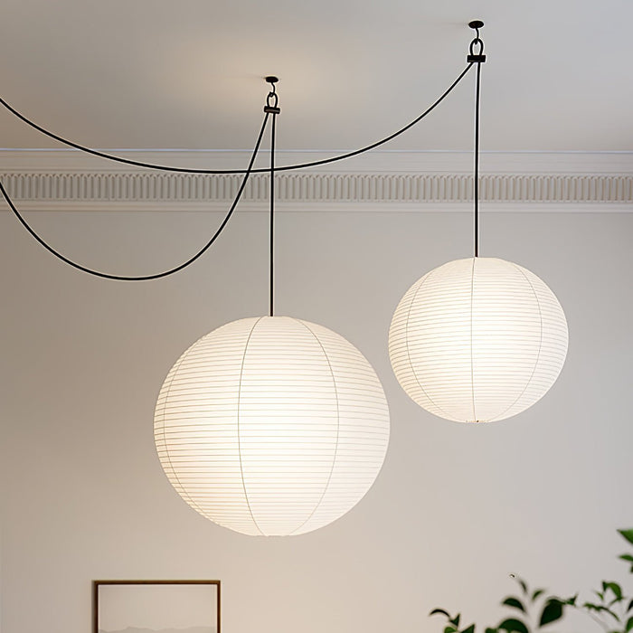 Akari A Round Swag Light (white plug wire) - Simprolos