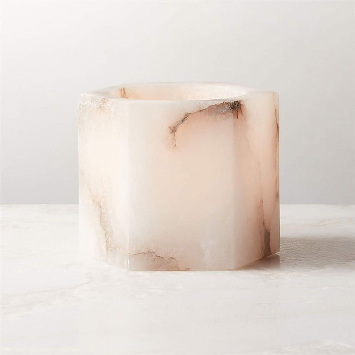 Alabaster Cube Candle Holder - Simprolos