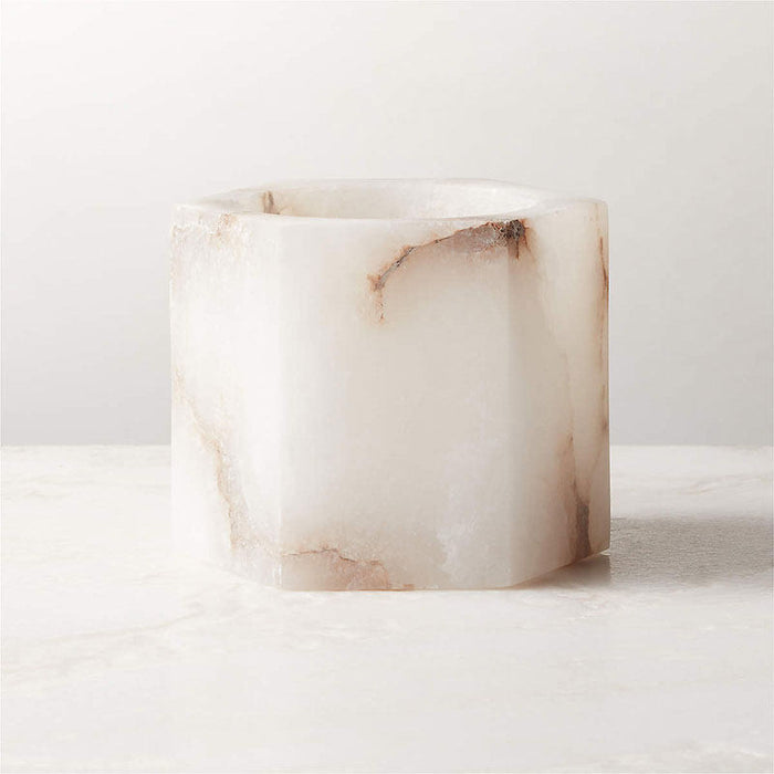 Alabaster Cube Candle Holder - Simprolos