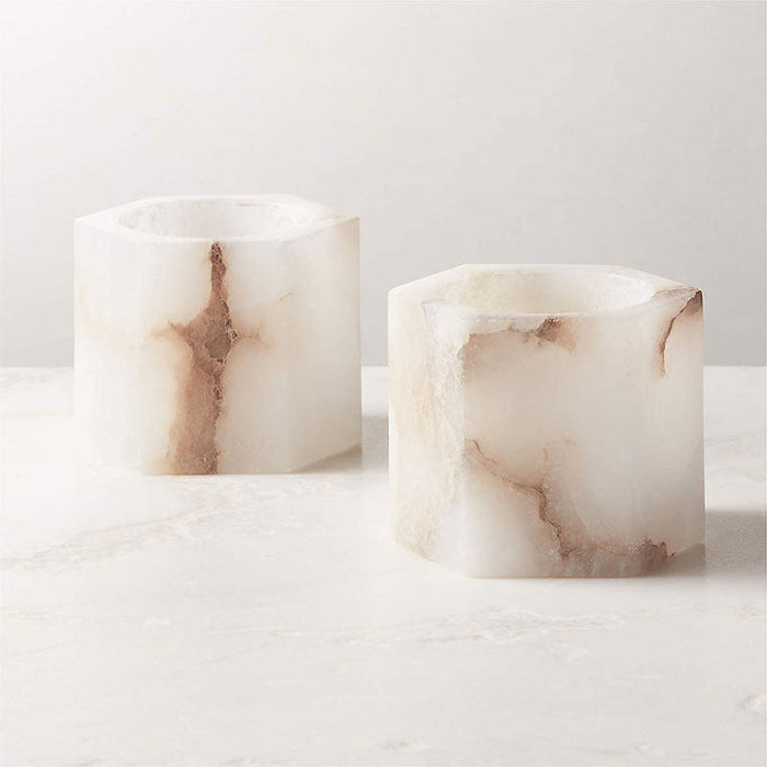 Alabaster Cube Candle Holder - Simprolos