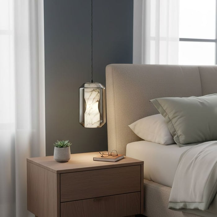 Alabaster Glass Cylinder Pendant Light - Simprolos