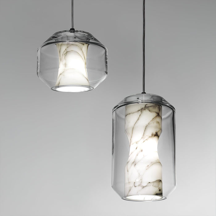 Alabaster Glass Cylinder Pendant Light - Simprolos