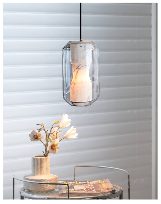 Alabaster Glass Cylinder Pendant Light - Simprolos