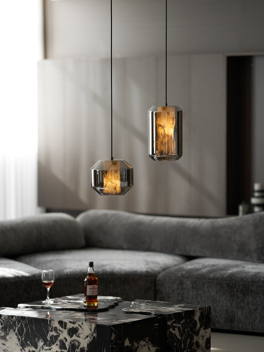 Alabaster Glass Cylinder Pendant Light - Simprolos