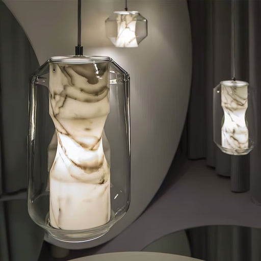 Alabaster Glass Cylinder Pendant Light - Simprolos