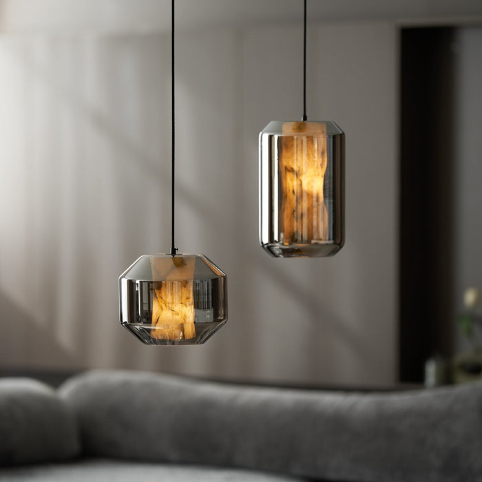 Alabaster Glass Cylinder Pendant Light - Simprolos