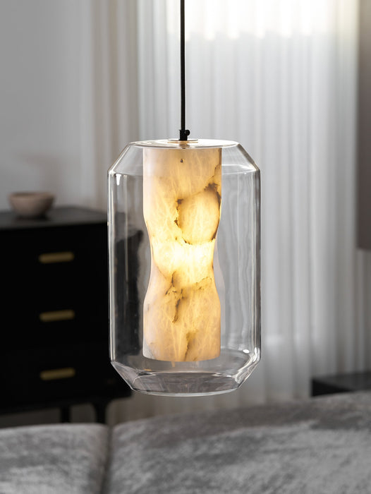 Alabaster Glass Cylinder Pendant Light - Simprolos